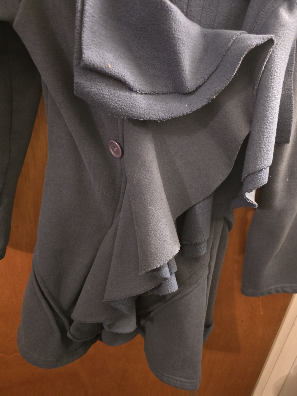 Women's Slate Blue Ruffle Front Jacket - Picture 4 of 10